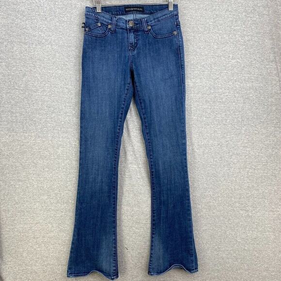 Rock & Republic Jeans Womens 4 Blue Denim Boot Cut Embroidered Stretch Pockets - Picture 1 of 16